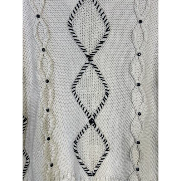 INDIGENOUS Peru Organic Cotton Cable Knit Pullover Sweater Ivory Women’s L - Picture 8 of 11